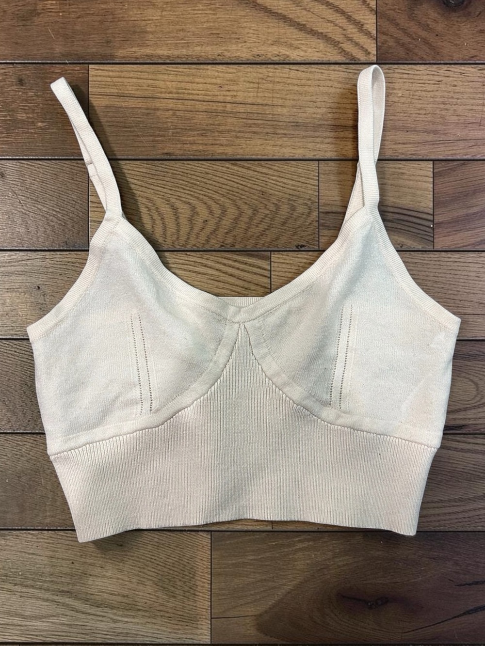 A New Day Women’s Cream Knit Bustier Cami Crop Top XS NWOT